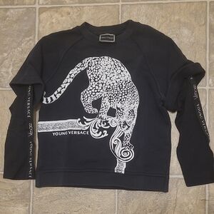 Versace Black Sweatshirt Leopard Design Kids Size